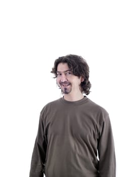 young casual man portrait in white background