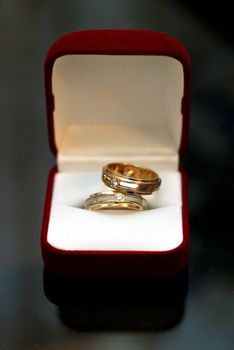 Wedding rings in red box