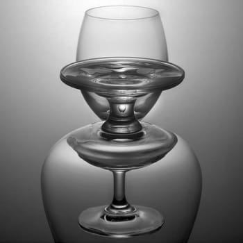 Black and white empty two glass stack vertical