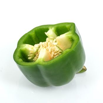 Green sweet peper on white background