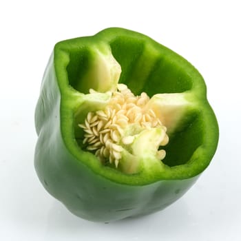 Green sweet peper on white background