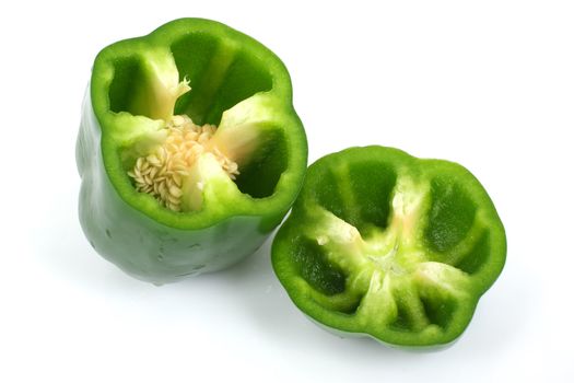 Green sweet peper on white background