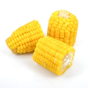 Boiled corn in white background