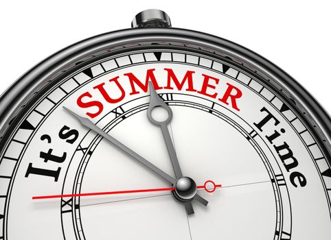 summer time concept clock isolated on white background with clipping path