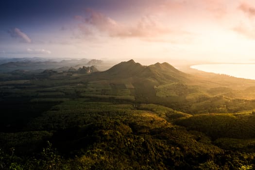 view from the din sor Hill Chompron province Thailand