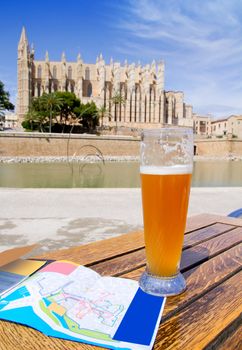 beer and a city map like travel tourist metaphor in Palma de Majorca