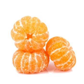 ripe orange with leaves on white background