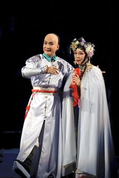 CHENGDU - JUN 3: chinese Cantonese opera performer make a show on stage to compete for awards in 25th Chinese Drama Plum Blossom Award competition at Jinsha theater.Jun 3, 2011 in Chengdu, China.
Chinese Drama Plum Blossom Award is the highest theatrical award in China.
