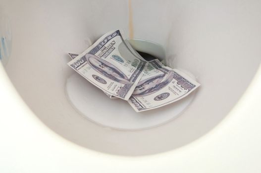 Fake One Hundred Dollar Banknotes in Water Closet