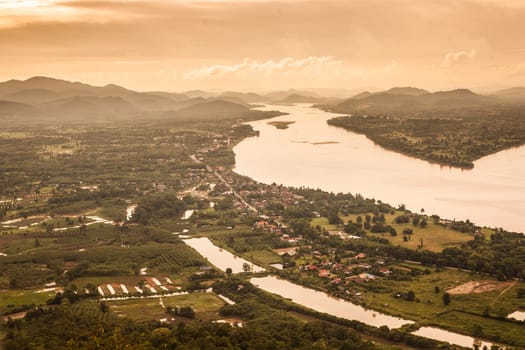 Nong Kai city the province in Thailand view from the hill