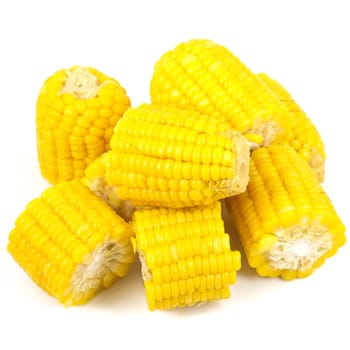 Boiled corn in white background