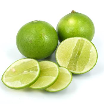 green lemon in white background
