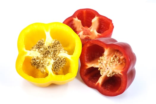 Colored paprika (pepper) isolated on a white background