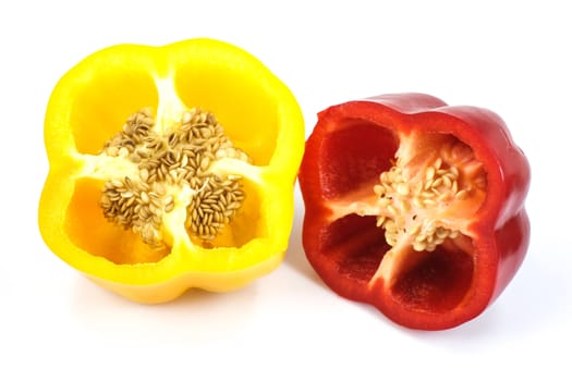 Colored paprika (pepper) isolated on a white background