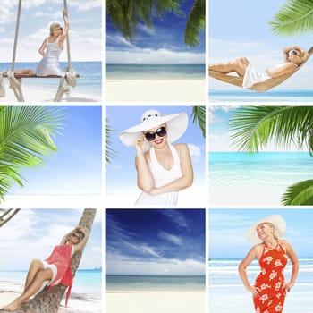 Tropical theme collage composed of different images