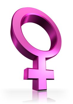 female pink symbol on white background. clipping path includedl 