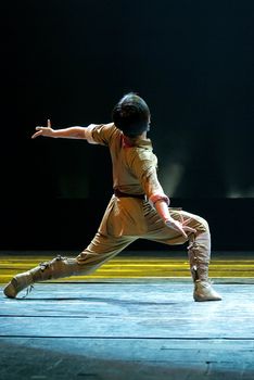 CHENGDU - DEC 9: Modern dancer performs on stage at JINCHENG theater in the 7th national dance competition of china.Dec 9,2007 in Chengdu, China.
Choreographer &amp; Cast: Xu Linlin, Zou Yan, Zhang Xiaodong