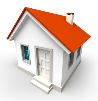 house model with red roof on white background. clipping path included