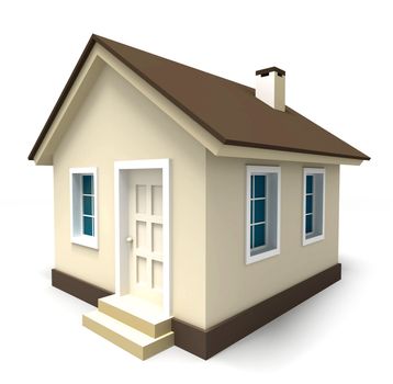 small house in brown colours on white background. clipping path included
