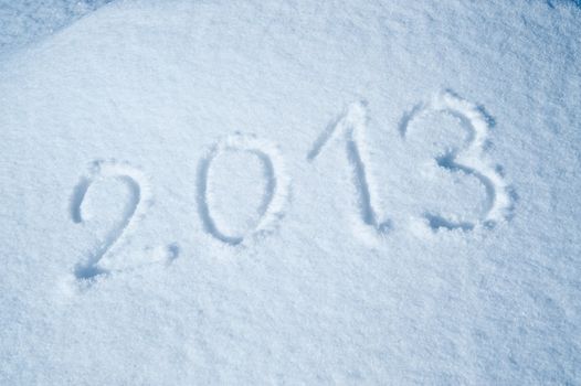 Detail of Year 2013 written in the Snow