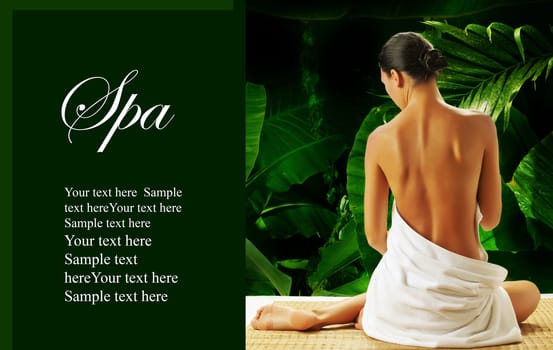 portrait of young beautiful woman  in spa environment . banner
