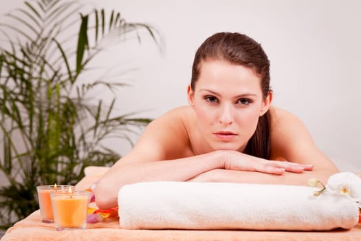 young attractive smilig woman doing wellness spa relaxing massage