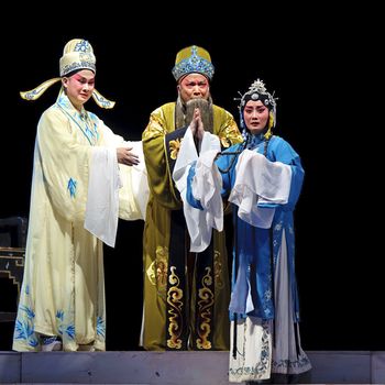 CHENGDU - JUN 6: Mulian Drama of Chinese Qi opera performer make a show on stage to compete for awards in 25th Chinese Drama Plum Blossom Award competition at Experimental theater.Jun 6, 2011 in Chengdu, China.