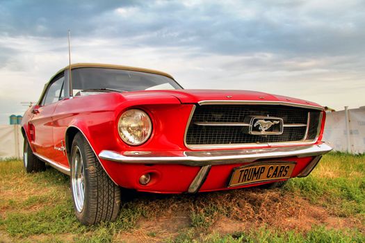 MOSCOW, RUSSIA - JULY 6: American muscle car Ford Mustang exhibited at the annual International Motor show Autoexotica on July 6, 2012 in Moscow, Russia.