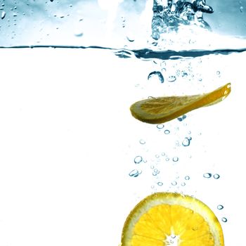 fresh orange water splash healthy concept