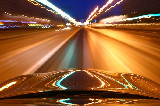 night drive motion blurred transportation background