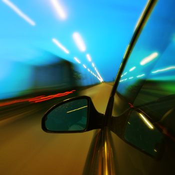 speed transportation at night motion blurred