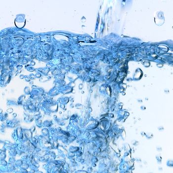 water bubbles blose up on white background
