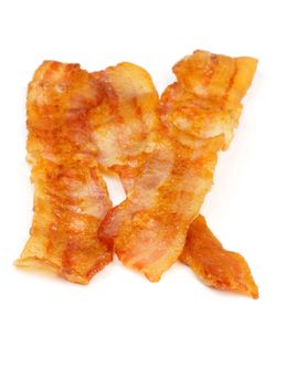 Three Slices of Tasty Grilled Bacon isolated on white background