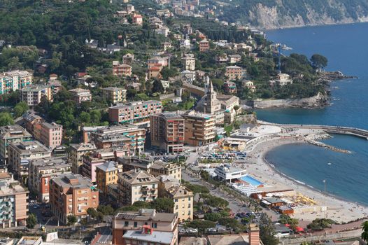 aerial view of Recco, small town in Liguria, Italy