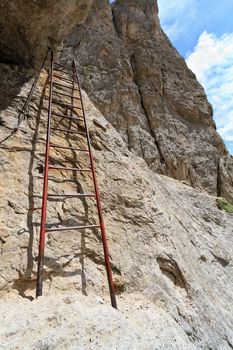 metal ladder used by hikers in Italian Dolomites