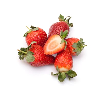 Strawberries closeup over white background