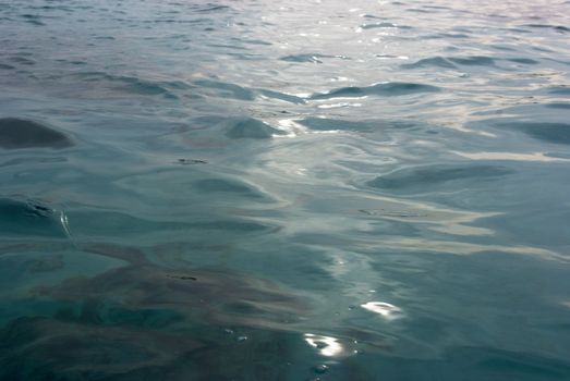 the background blue tropical sea water ripples