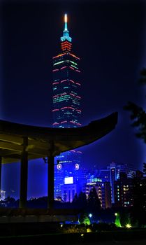 Sun Yat-Sen Memorial Hall Chung-Shan Park Building 101 Taipei Taiwan Night