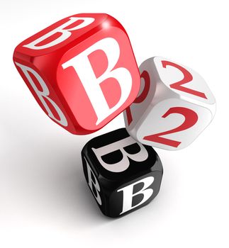 b2b red white black box on white background