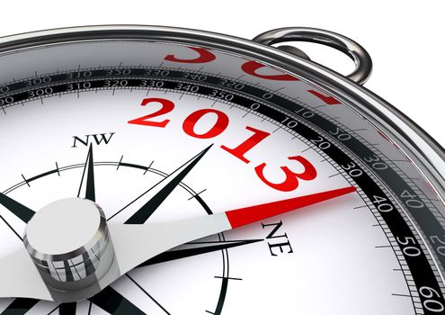 new year 2013 indicated by conceptual compass on white background