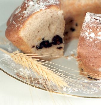 A yellow spike and a cake as it's product on the plate