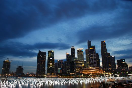 View of Singapore buisiness district in the new year eve