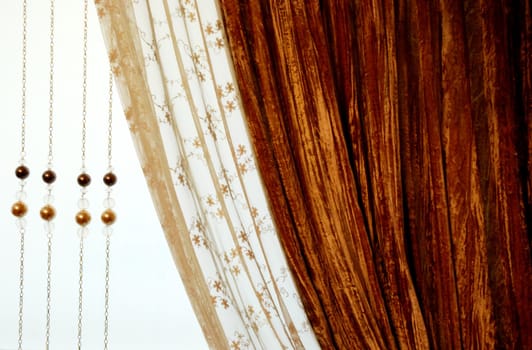 Gold stage curtain with light and shadows