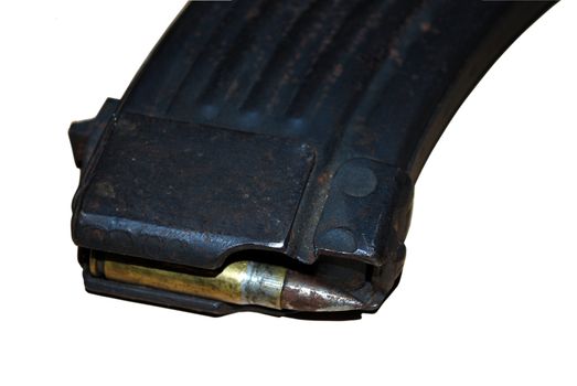 close up view of bullet and magazine for machine-gun