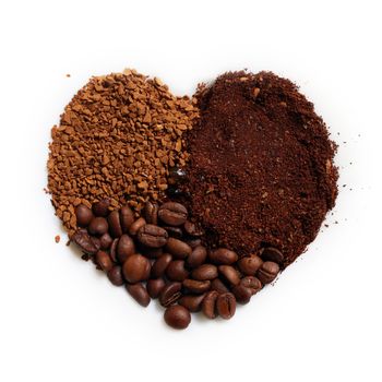 Coffee ground in form of heart