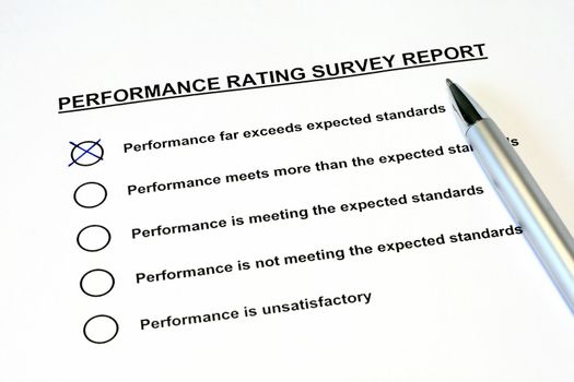 Performance Rating Survey Report with pen concept