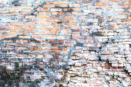 orange and blue decayed brick background