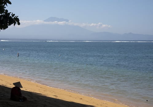 Mount Batur from Sanur Beach, Bali