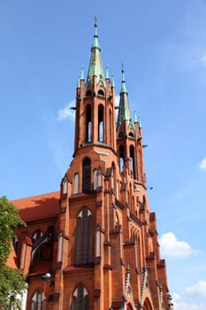 Bialystok, Poland - old architecture. Podlaskie province. Catholic cathedral of Blessed Virgin Mary.