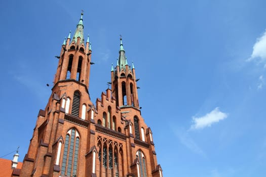 Bialystok, Poland - old architecture. Podlaskie province. Catholic cathedral of Blessed Virgin Mary.